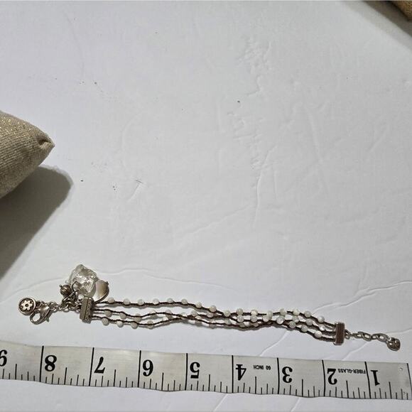 Brighton‎ Bracelet Charm White Bead Karma Silver Hearts Crystal Boho Jewelry - Picture 5 of 5